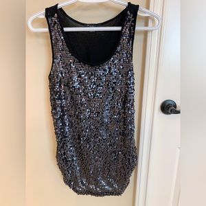 Black sequined tank top Sz S